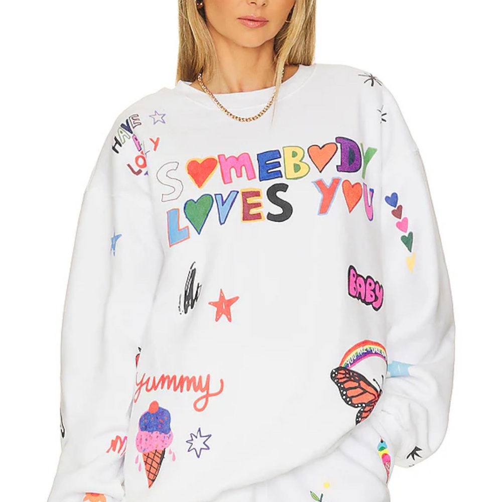 REVOLVE White Graphic Crew Neck Sweater